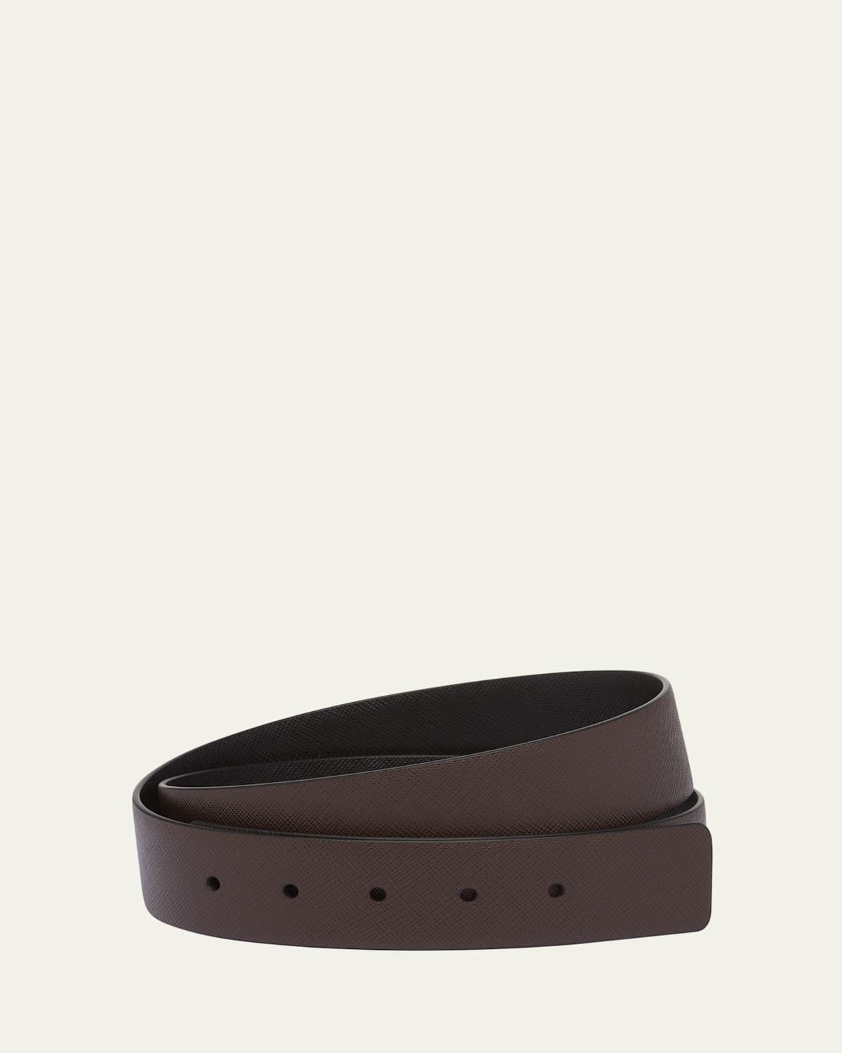 Mens Saffiano Leather Belt Strap Product Image