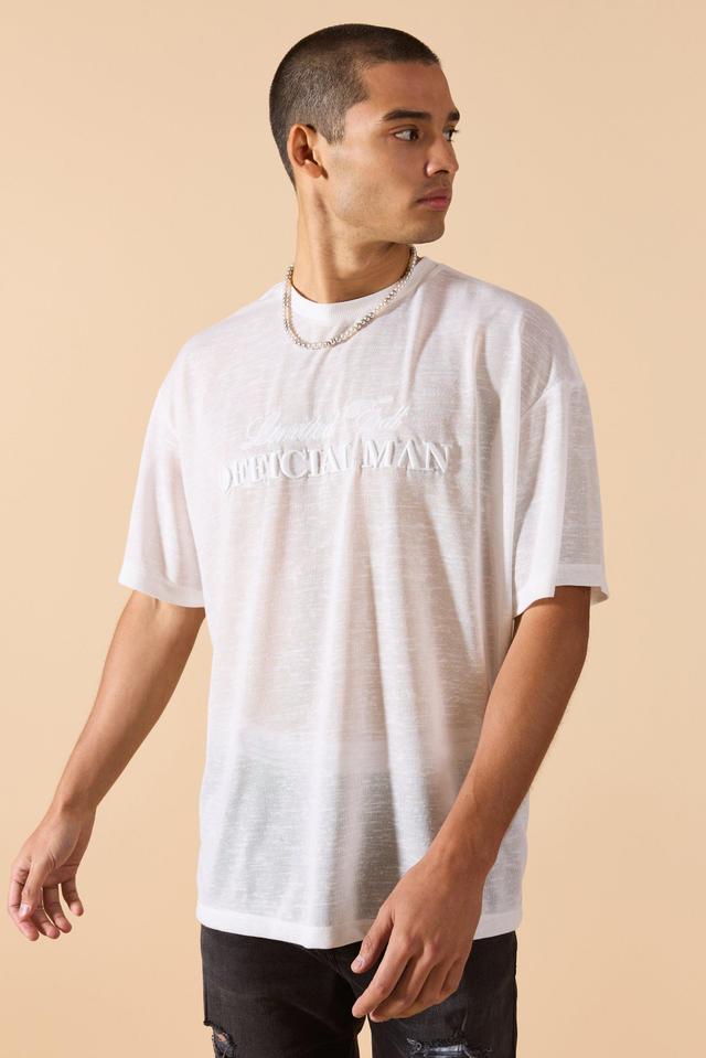 Oversized Limited 3D Embroidered Burnout Mesh T-shirt | boohooMAN USA Product Image