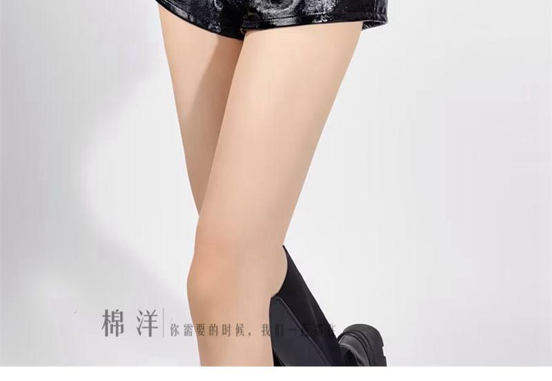 High Waist Plain Faux Leather Shorts Product Image