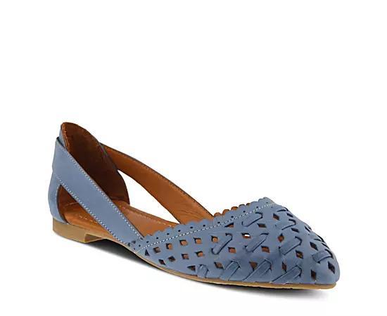 Spring Step Delorse Womens Leather Flats Blue Blue Product Image