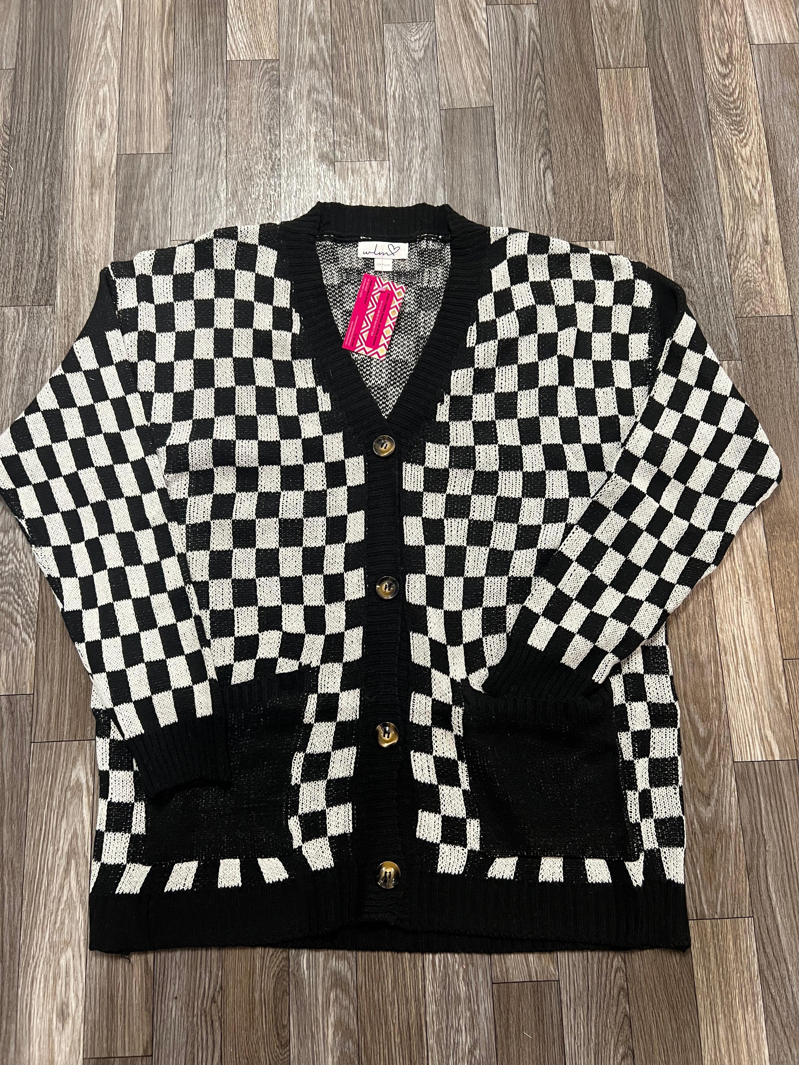 Varsity Black and White Plus Size One Size Cardigan Female Product Image