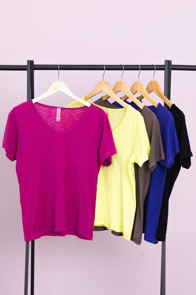 V-Neck Slub Knit Top Product Image