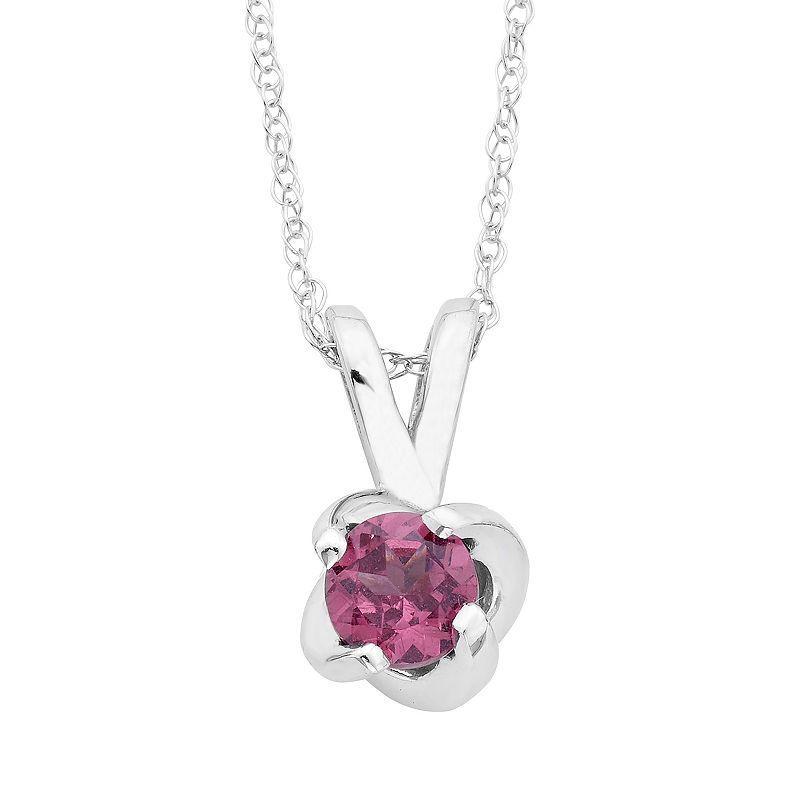 Boston Bay Diamonds Sterling Silver Birthstone Swirl Pendant Necklace, Womens Pink Tourmaline Product Image