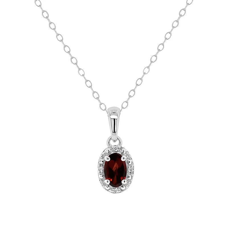 Gemstone and Diamond Accent Pendant Necklace in Sterling Silver Product Image