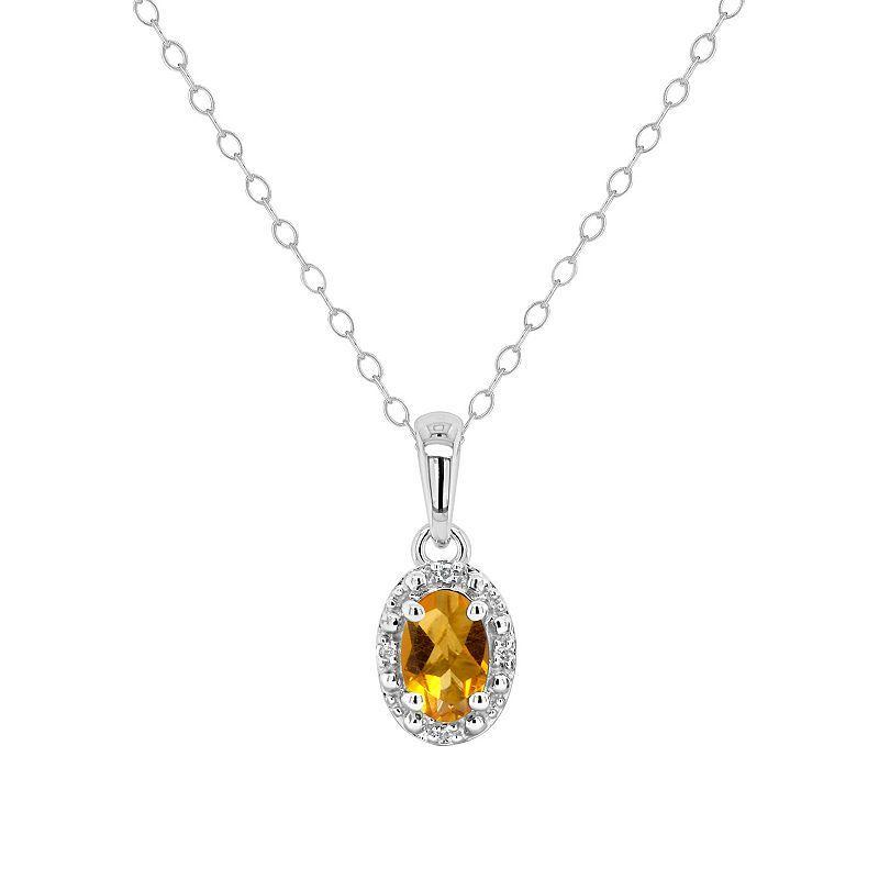 Gemstone and Diamond Accent Pendant Necklace in Sterling Silver Product Image