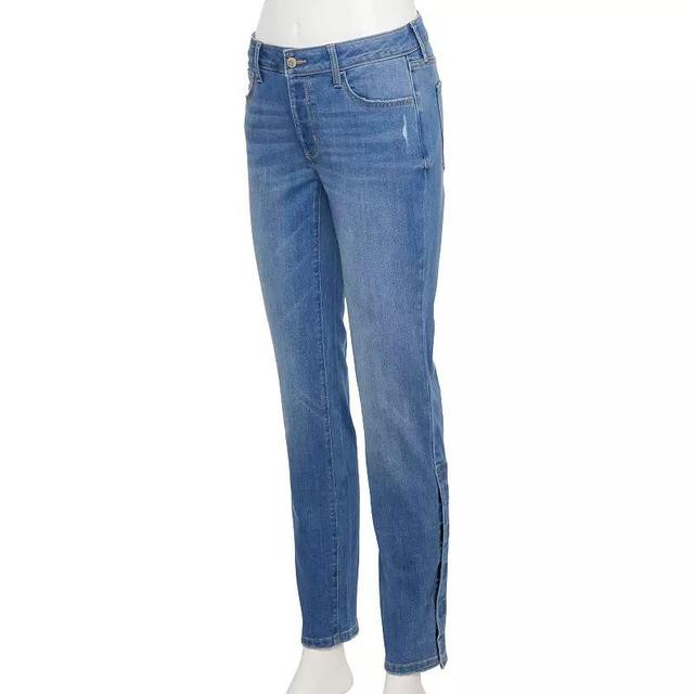 Womens Sonoma Goods For Life Adaptive Easy Dressing Mid-Waisted Straight Leg Jeans Medium Blue Product Image