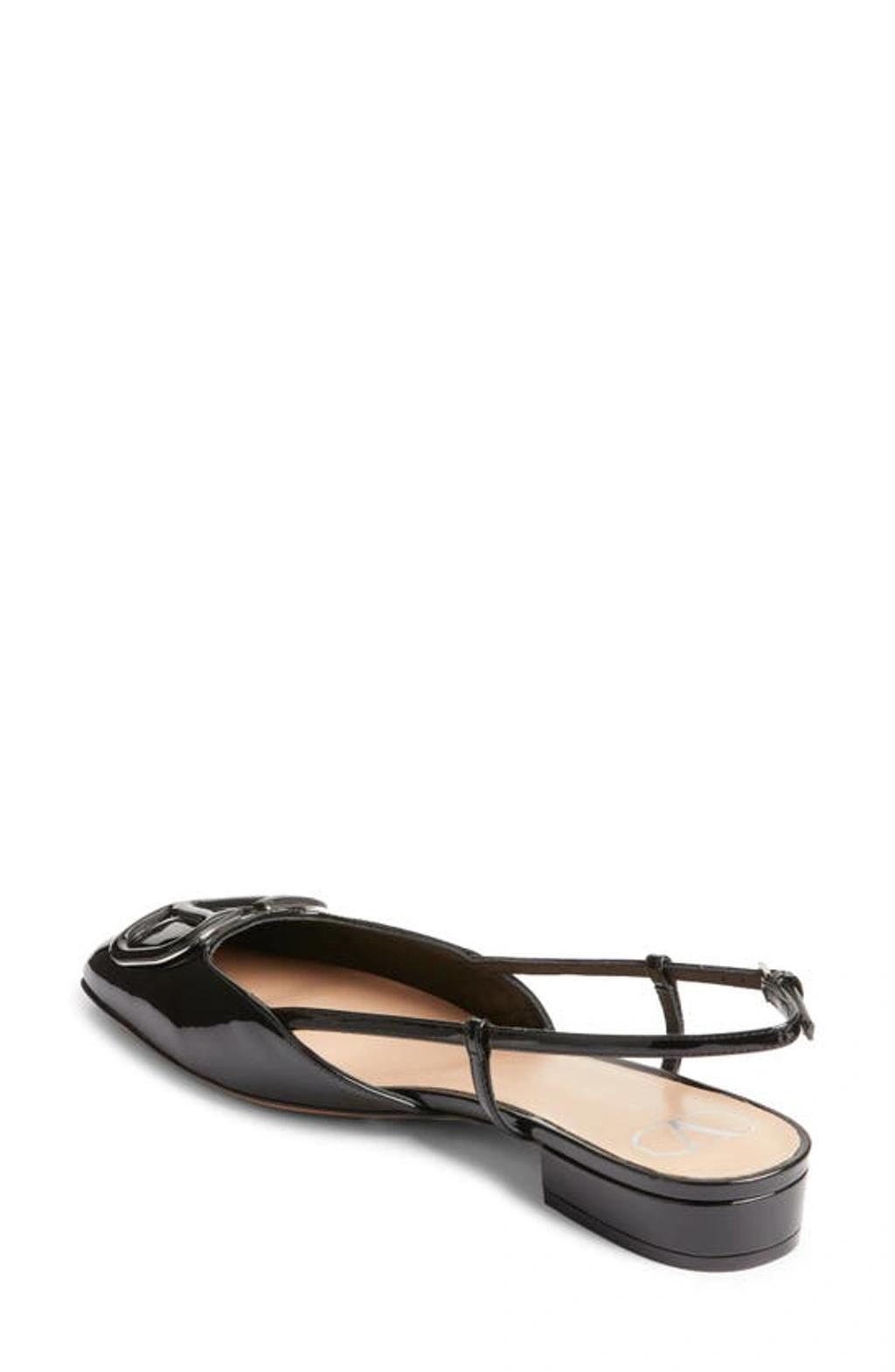 Vlogo Patent Slingback Ballerina Flats In Black Product Image