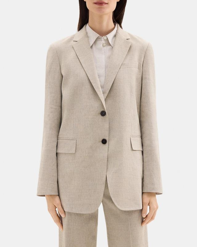 Boyfriend Blazer in Stretch Linen-Blend Product Image