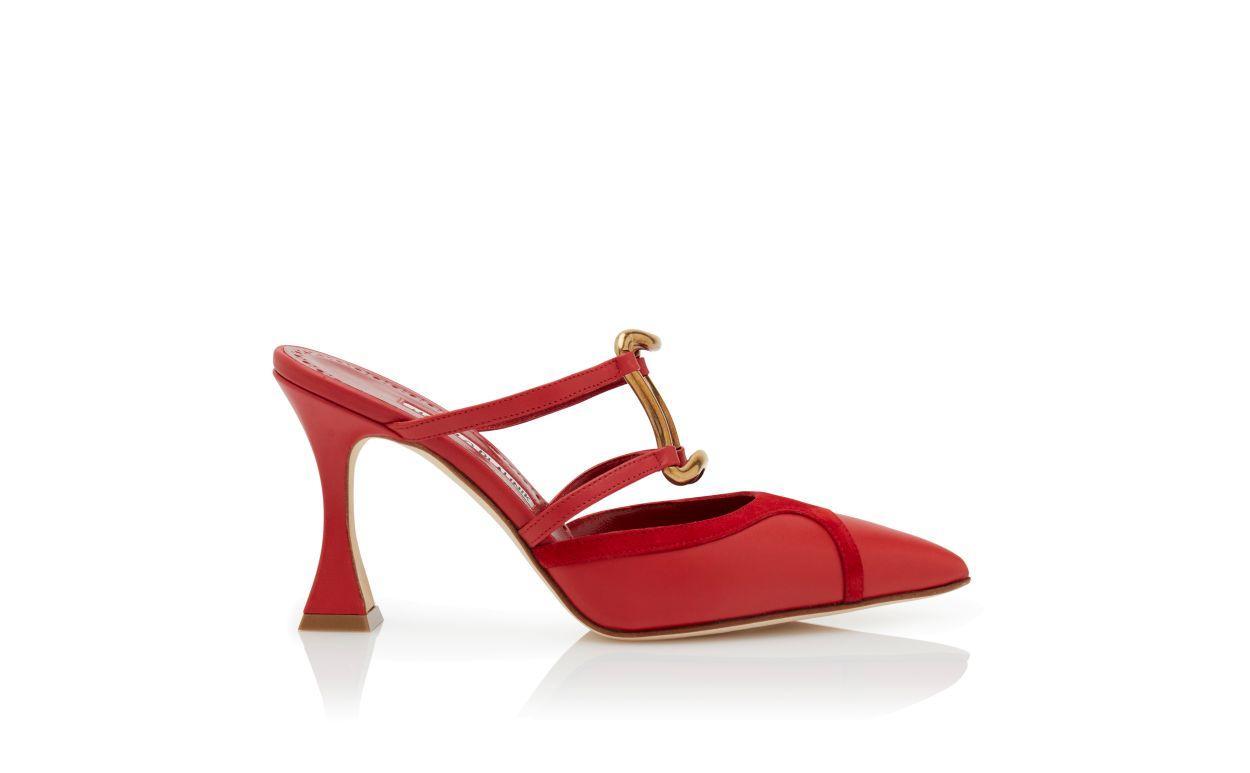 TITUTA Red Calf Leather Buckle Detail Mules Product Image