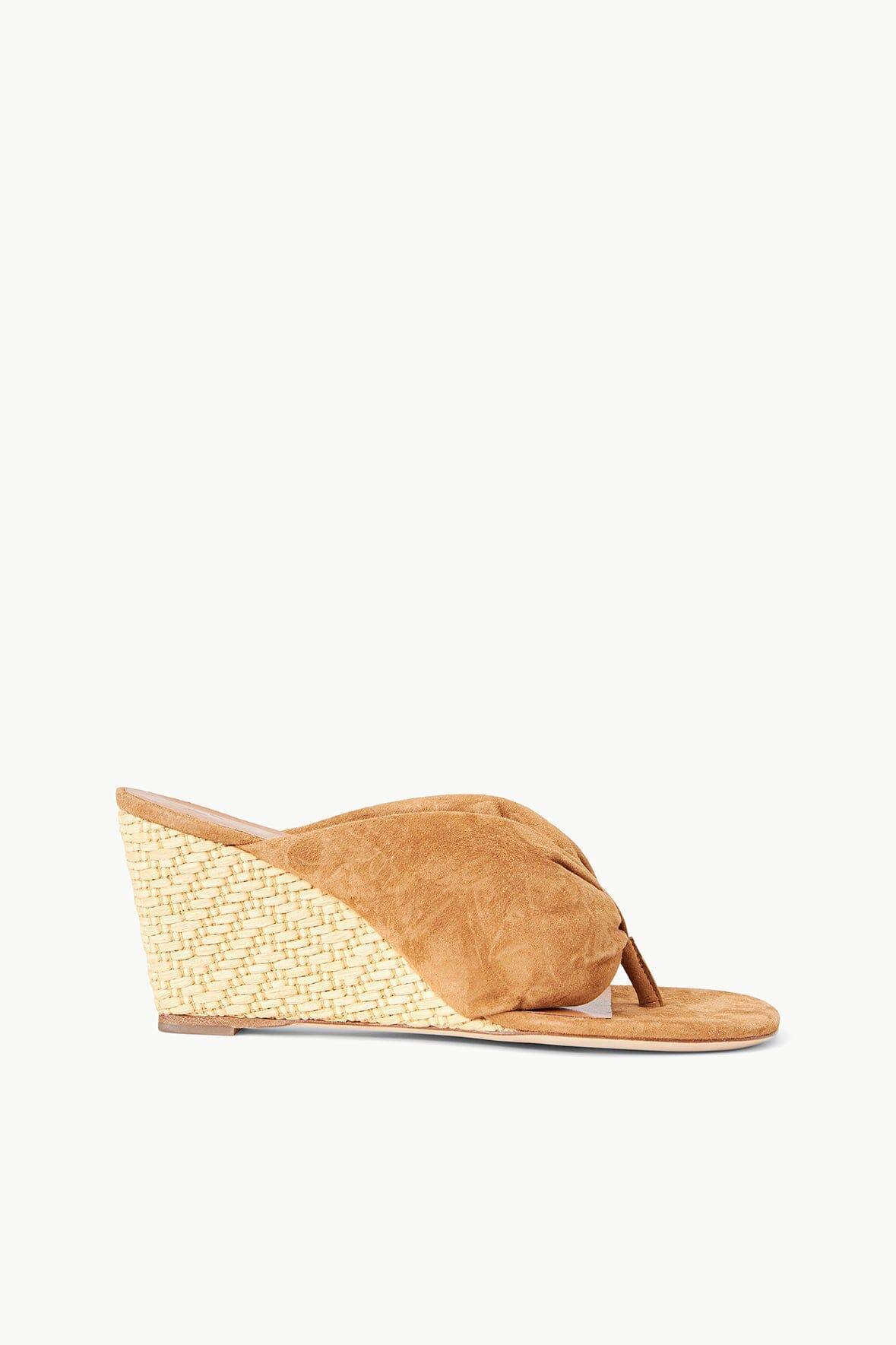 DAHLIA WEDGE | CASHEW SUEDE NATURAL RAFFIA Product Image