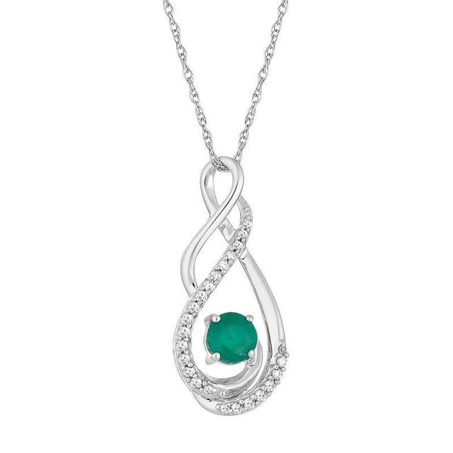 10k White Gold Emerald & Diamond Accent Infinity Wrap Pendant, Womens 10k Whgold Product Image