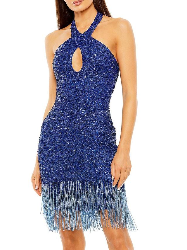 Mac Duggal Bead & Fringe Minidress Product Image