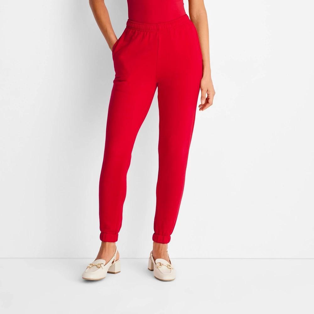 Womens Leisure Studio High-Rise Essential Joggers - Universal Thread Red XS Product Image