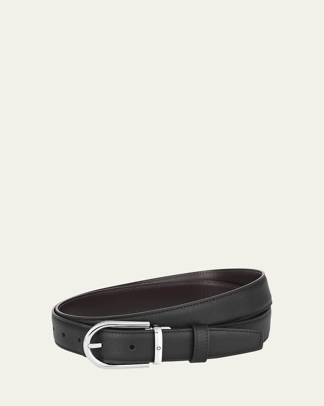 Mens Horseshoe Buckle Cut-to-Size Reversible Leather Belt Product Image