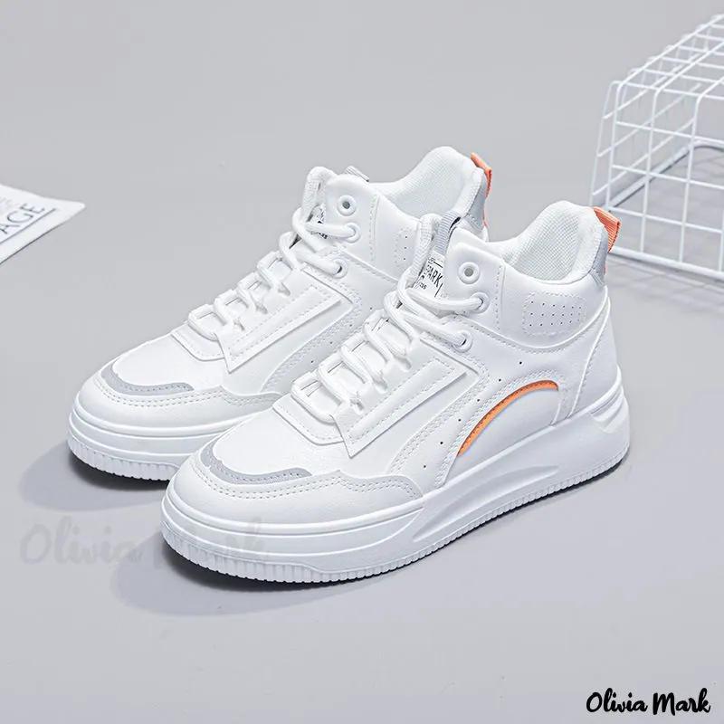 Olivia Mark – High Top Shoes with Thick Soles, Lace-Up Sneakers for Height Increase, Casual Sports Shoes Product Image