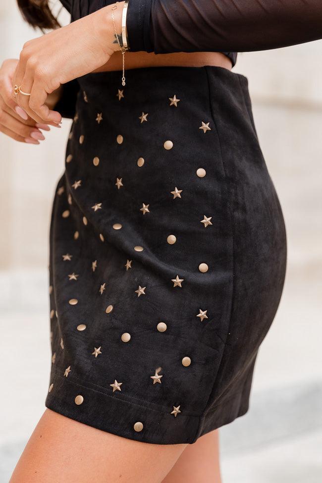 Take You Anywhere Black Studded Skirt Product Image