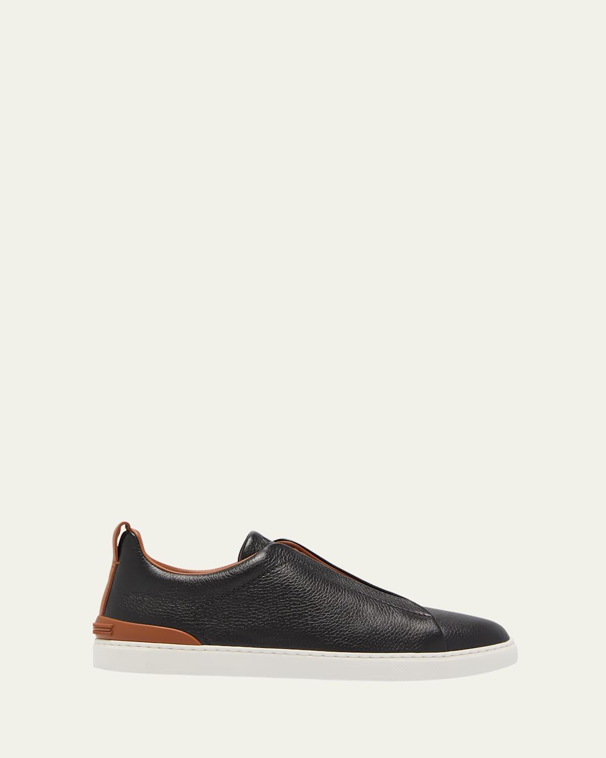 Zegna Mens Deerskin Triple Stitch Low Top Sneakers Product Image