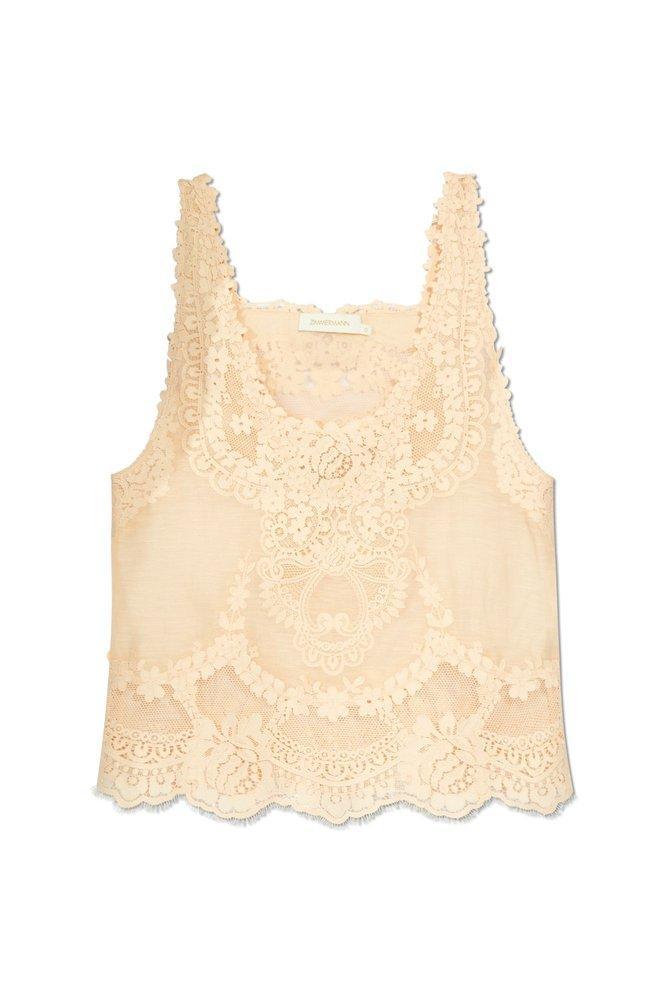 Natura Lace Patch Tank Top In Beige Product Image