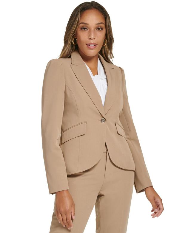 Tommy Hilfiger Womens Twill Puffed-Sleeve One-Button Blazer Product Image