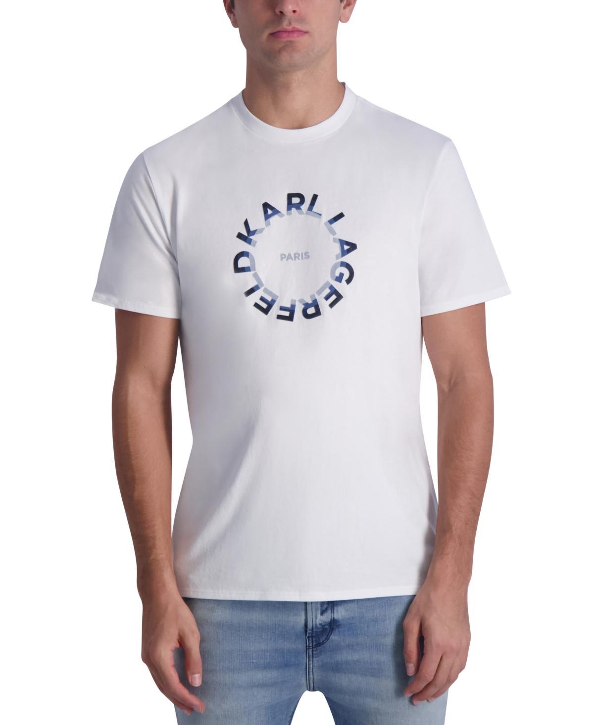 Karl Lagerfeld Paris Mens Flocked Circle Logo Graphic T-Shirt Product Image