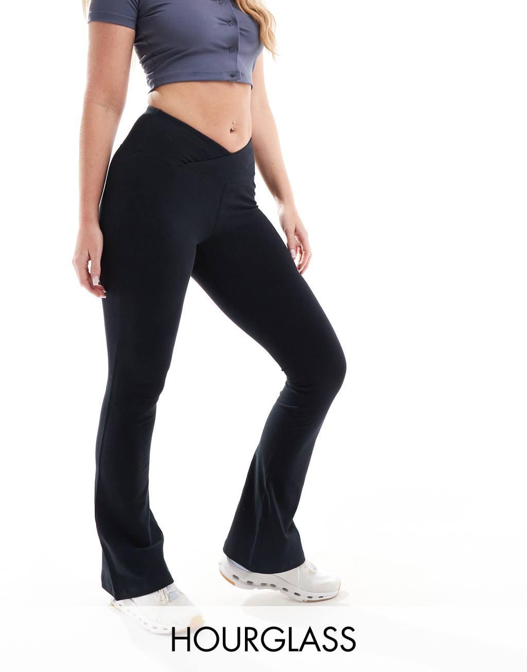 ASOS 4505 Hourglass soft touch slim kick legging with wrap waist in black Product Image