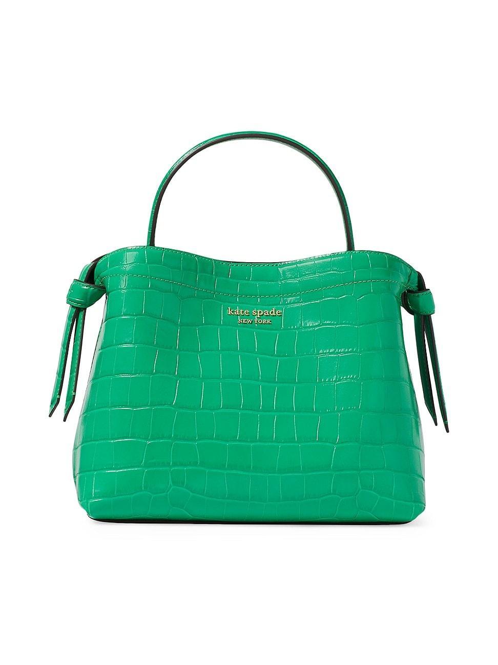 Womens Knott Croc-Embossed Leather Top-Handle Bag Product Image