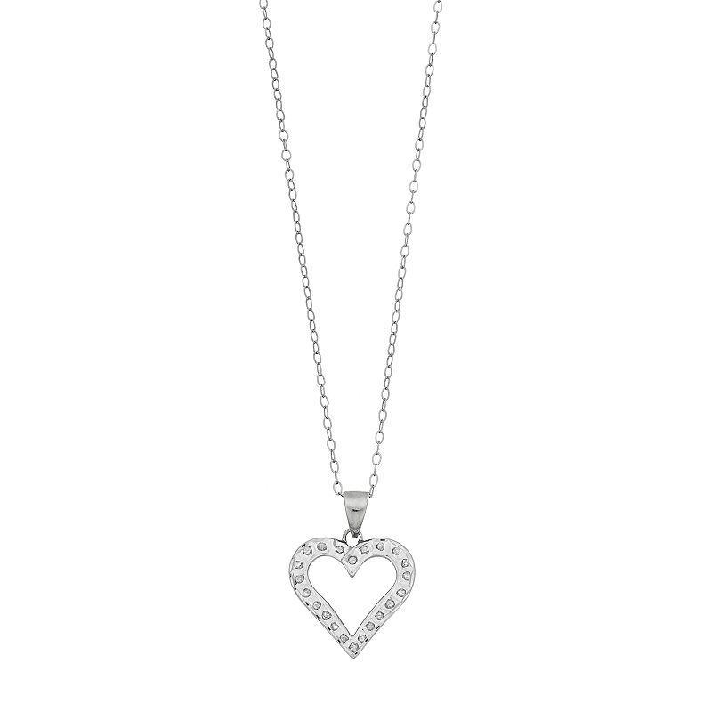 Diamond Mystique Sterling Silver Heart Pendant Necklace, Womens White Over Silver Product Image