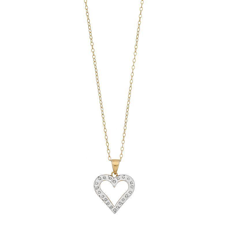 Diamond Mystique Sterling Silver Heart Pendant Necklace, Womens 18k Gold Over Silver Product Image