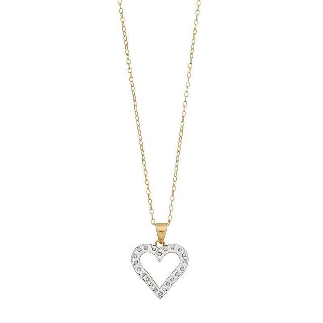 Diamond Mystique Sterling Silver Heart Pendant Necklace, Womens Yellow Product Image