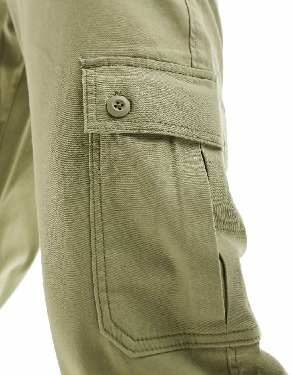 ASOS DESIGN tapered cargo pants in sage green Product Image