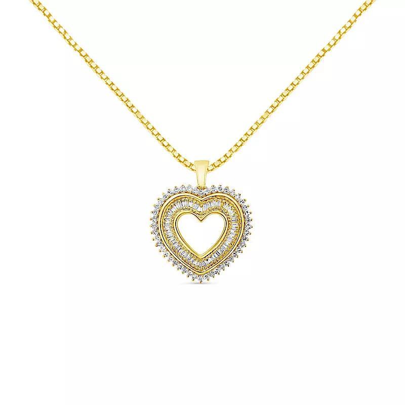 Haus of Brilliance 14k Gold Over Silver 1 Carat T.W. Diamond Heart Pendant Necklace, Womens Gold Tone Product Image