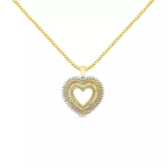 Haus of Brilliance 14k Gold Over Silver 1 Carat T.W. Diamond Heart Pendant Necklace, Womens Gold Tone Product Image