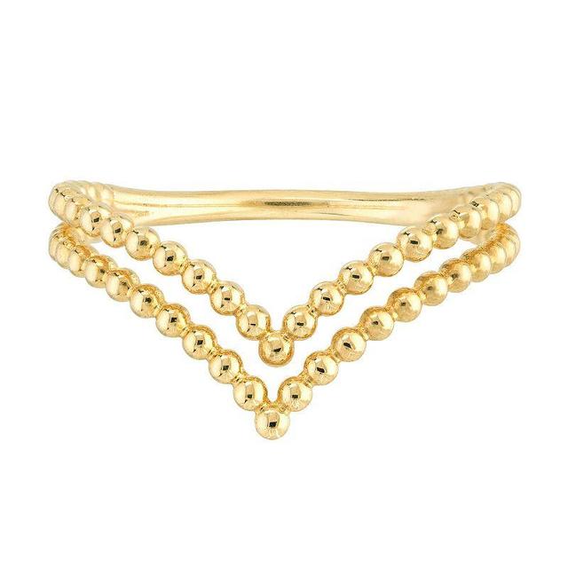 14k Gold Double Beaded Row Chevron Ring, Womens Product Image