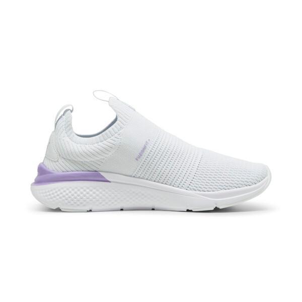 PUMA SOFTRIDE Pro Echo Slip-On Women's Running Shoes in Silver Mist/Lavender Alert/White Product Image