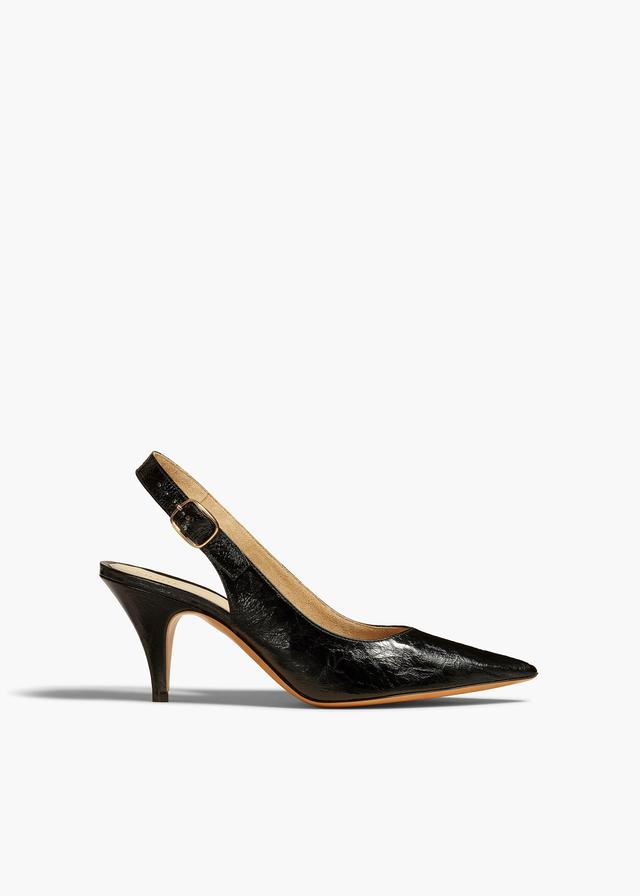 River Slingback Pump in Black Crinkled Leather Product Image