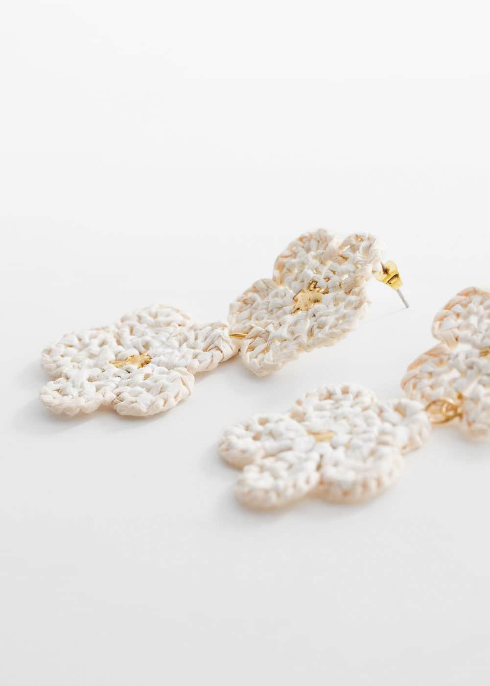 MANGO - Flowers raffia earrings - One size - Women Product Image