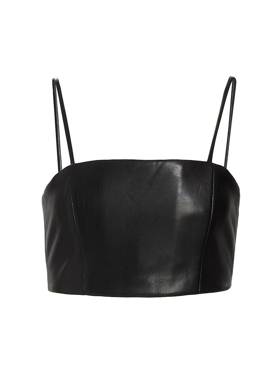 Womens Pearle Vegan Leather Crop Top Product Image