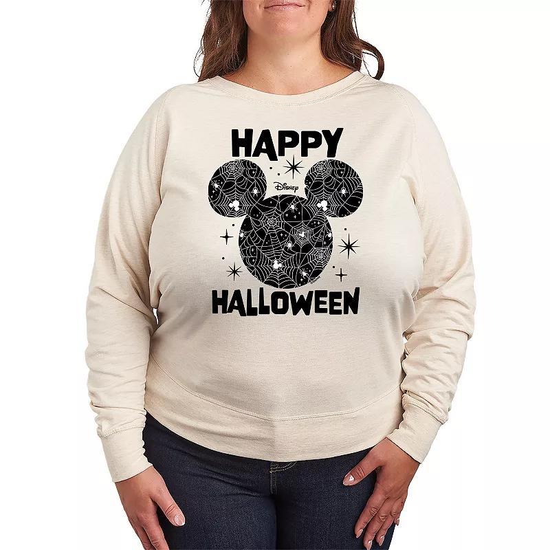 Disneys Mickey Mouse Plus Size Happy Halloween Spider Web Lightweight French Terry Sweatshirt, Womens Product Image