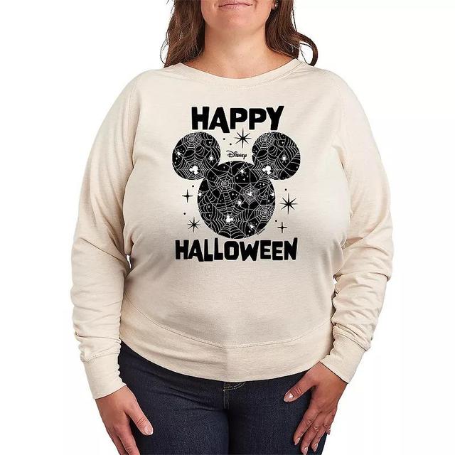 Disneys Mickey Mouse Plus Size Happy Halloween Spider Web Lightweight French Terry Sweatshirt, Womens Product Image