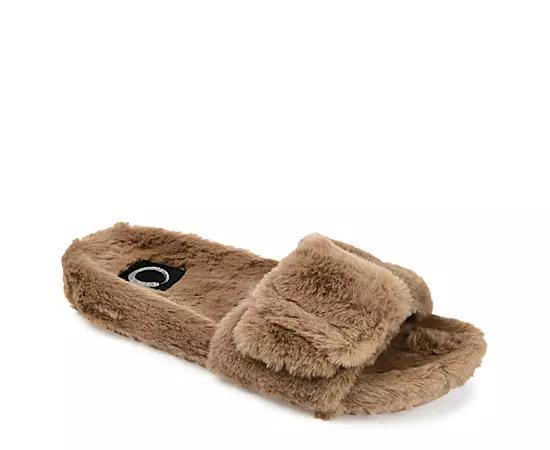 Journee Collection Womens Shadow Faux Fur Slide Slipper Product Image