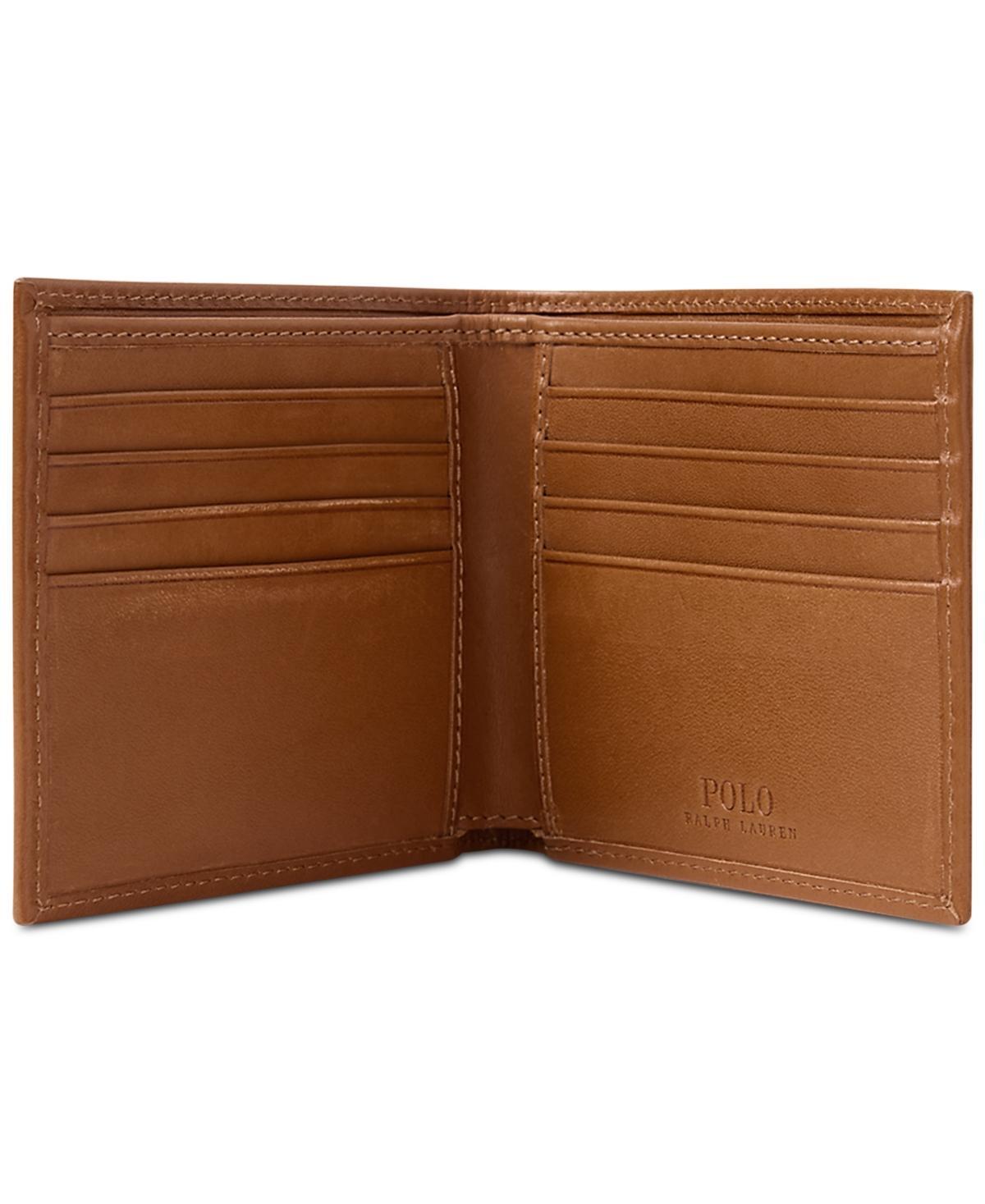 POLO RALPH LAUREN Men's Allover Pony Leather Billfold Wallet In Cla Tan Product Image