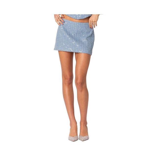 EDIKTED Icing Sequin Denim Miniskirt Product Image