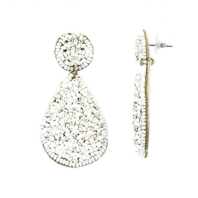 PANNEE BY PANACEA Seed Bead Teardrop Post Earrings, Womens, White Product Image