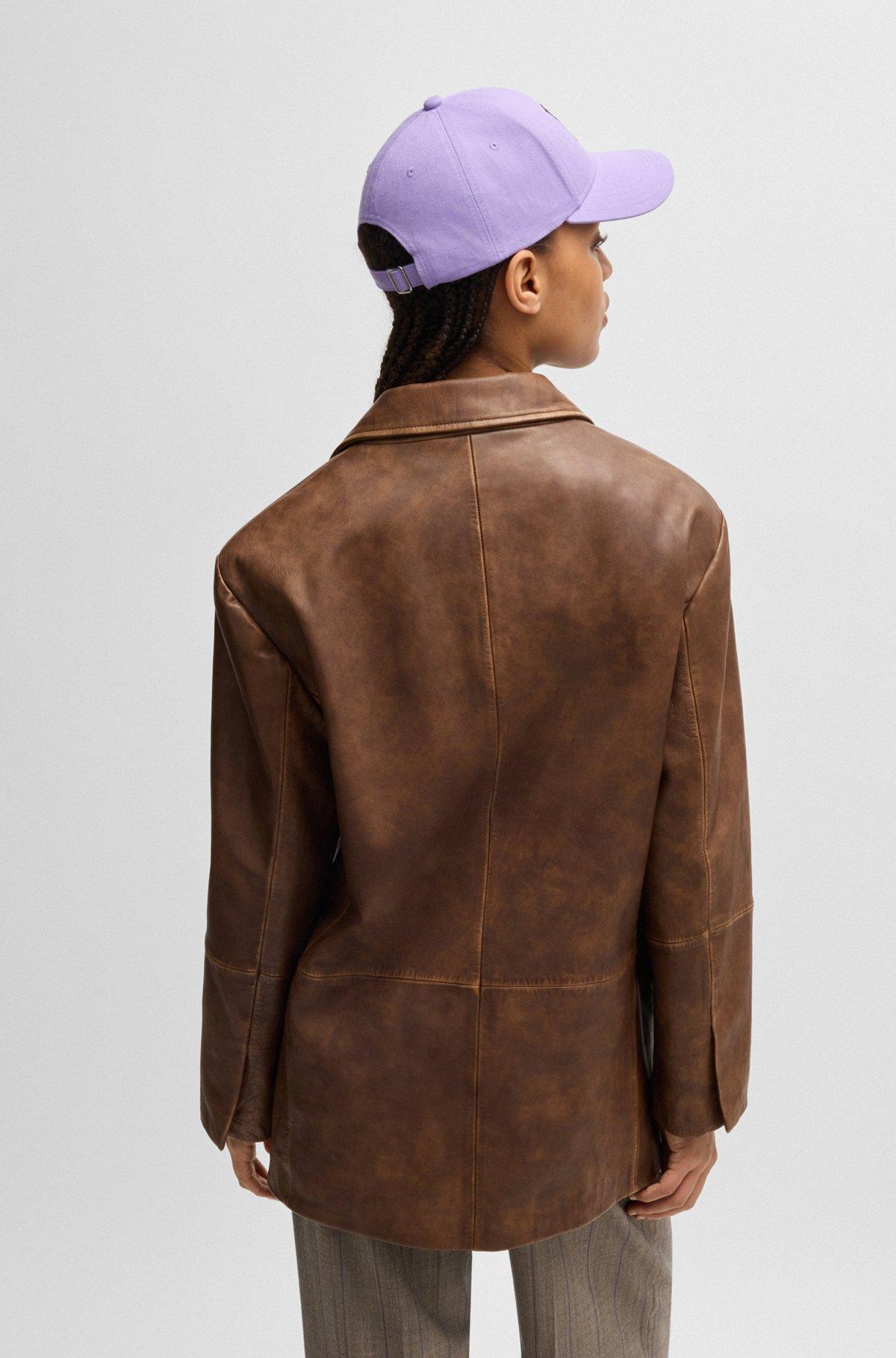 Relaxed-fit jacket in vintage-effect leather Product Image