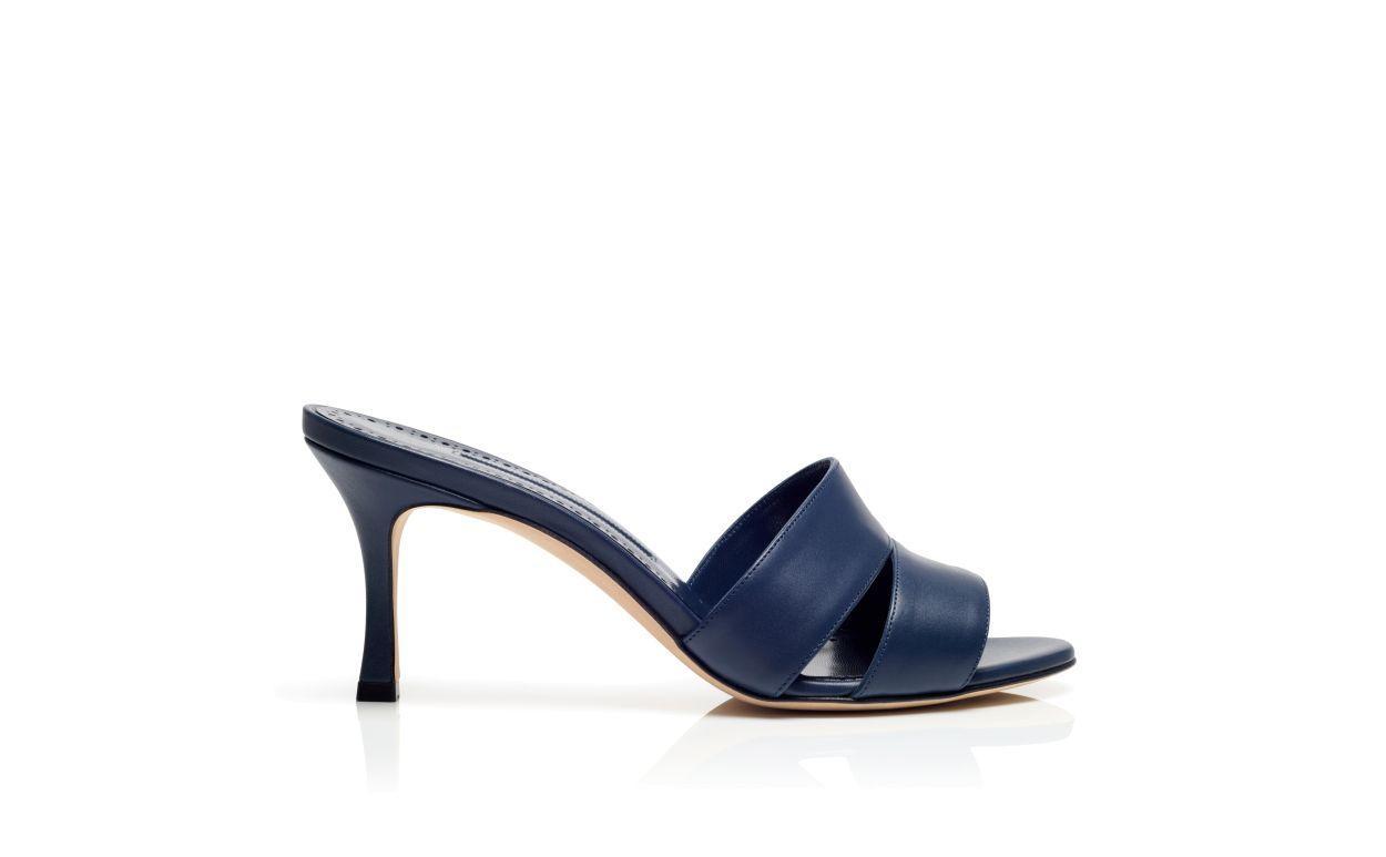 IACOPO Navy Blue Calf Leather Open Toe Mules Product Image