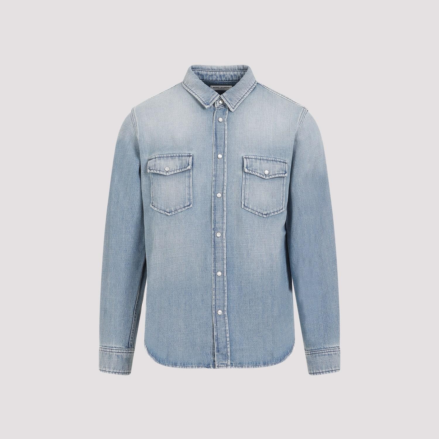 Oversize Pointy Pockets Shirt In Light Blue Product Image