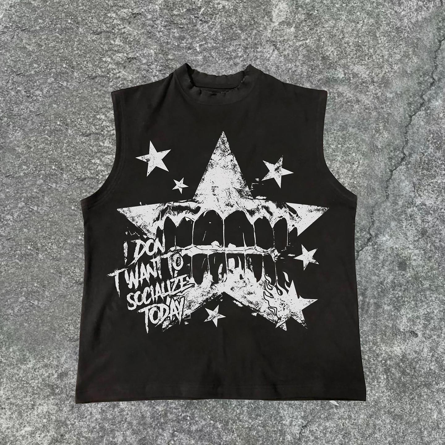 Sopula Trend Street Text Typesetting Print Wash Sleeveless Tank Top Product Image