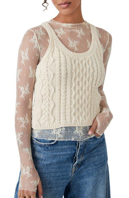 Free People High Tide Cable Stitch Cotton Sweater Tank Product Image