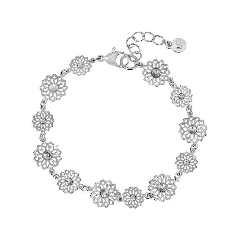 LC Lauren Conrad Silver Tone Floral Filigree Nickel Free Clasp Bracelet, Womens Product Image