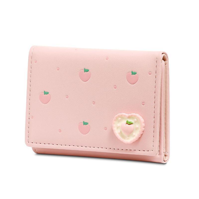 Peach Print Faux Leather Trifold Wallet Product Image